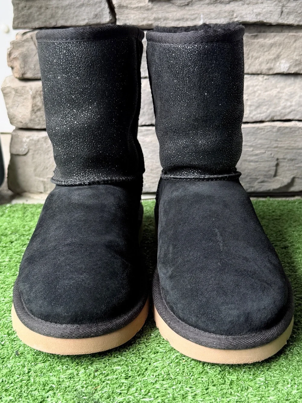 UGG Classic Short Black Suede Leather Womens Winter Boots